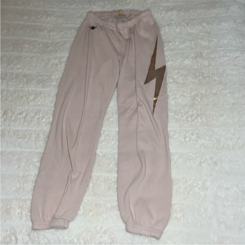 Aviator Nation Lightning Bolt Sweatpants - rare blush color!